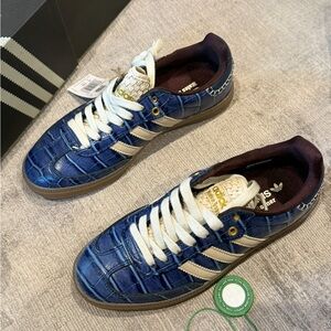 Adidas Original wales bonner Blue Croc-Embossed Sneakers